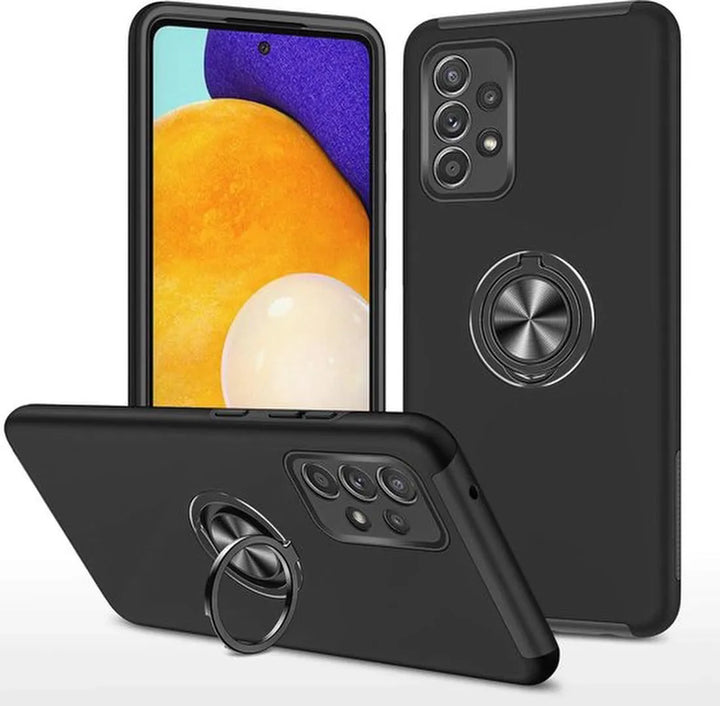 Samsung Galaxy A73 5G Hoesjes – Hardcase Backcover met Vingerring – Anti-drop – Zwart-Ilumina Benelux