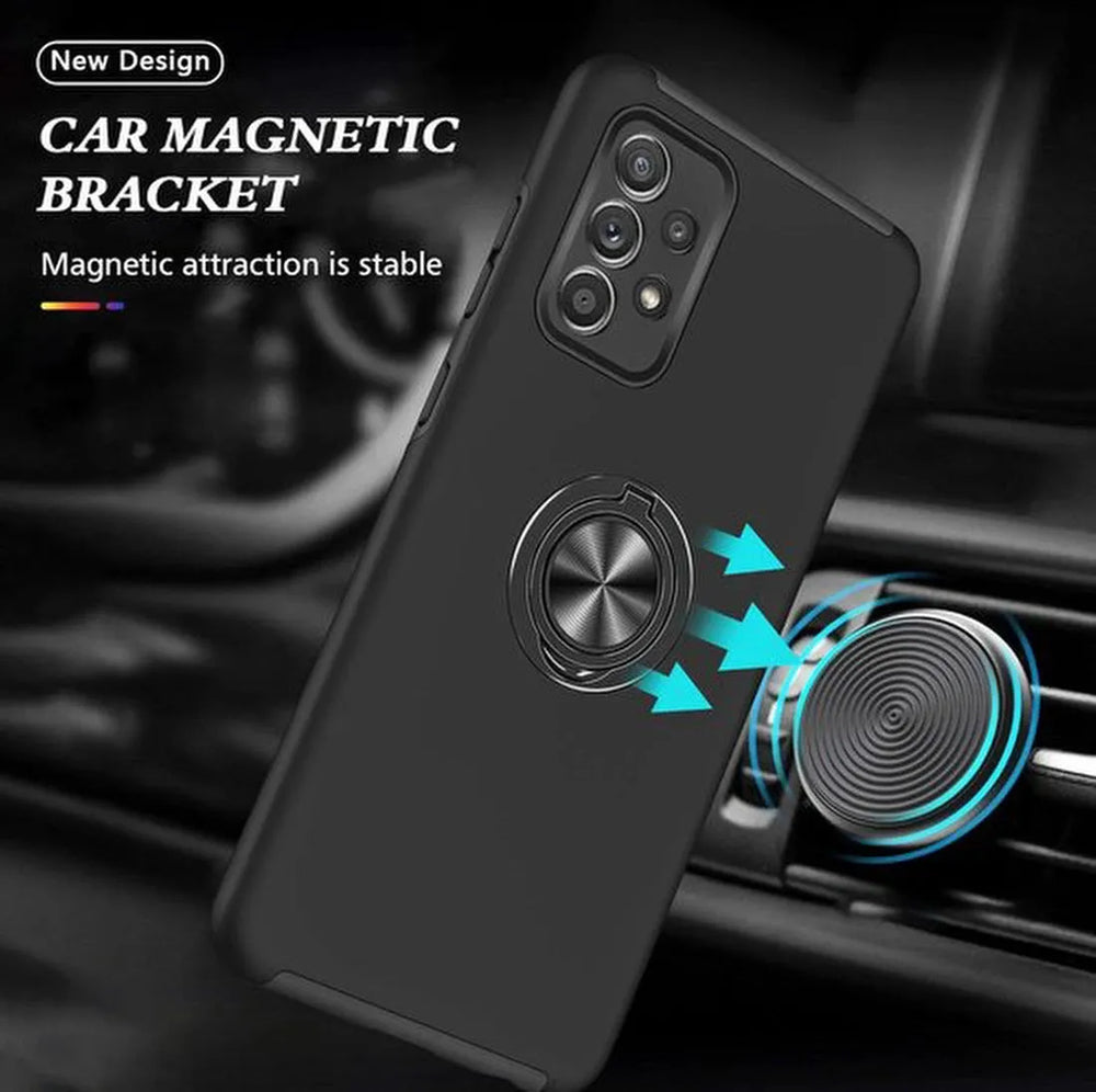 Samsung Galaxy A73 5G Hoesjes – Hardcase Backcover met Vingerring – Anti-drop – Zwart-Ilumina Benelux