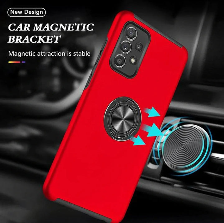 Samsung Galaxy A73 5G Hoesjes – Harde Backcover met Vingerring – Anti-drop – Rood-Ilumina Benelux
