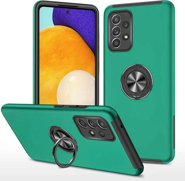 Samsung Galaxy A73 5G Hoesjes – Harde Backcover met Vingerring – Anti-drop – Groen-Ilumina Benelux