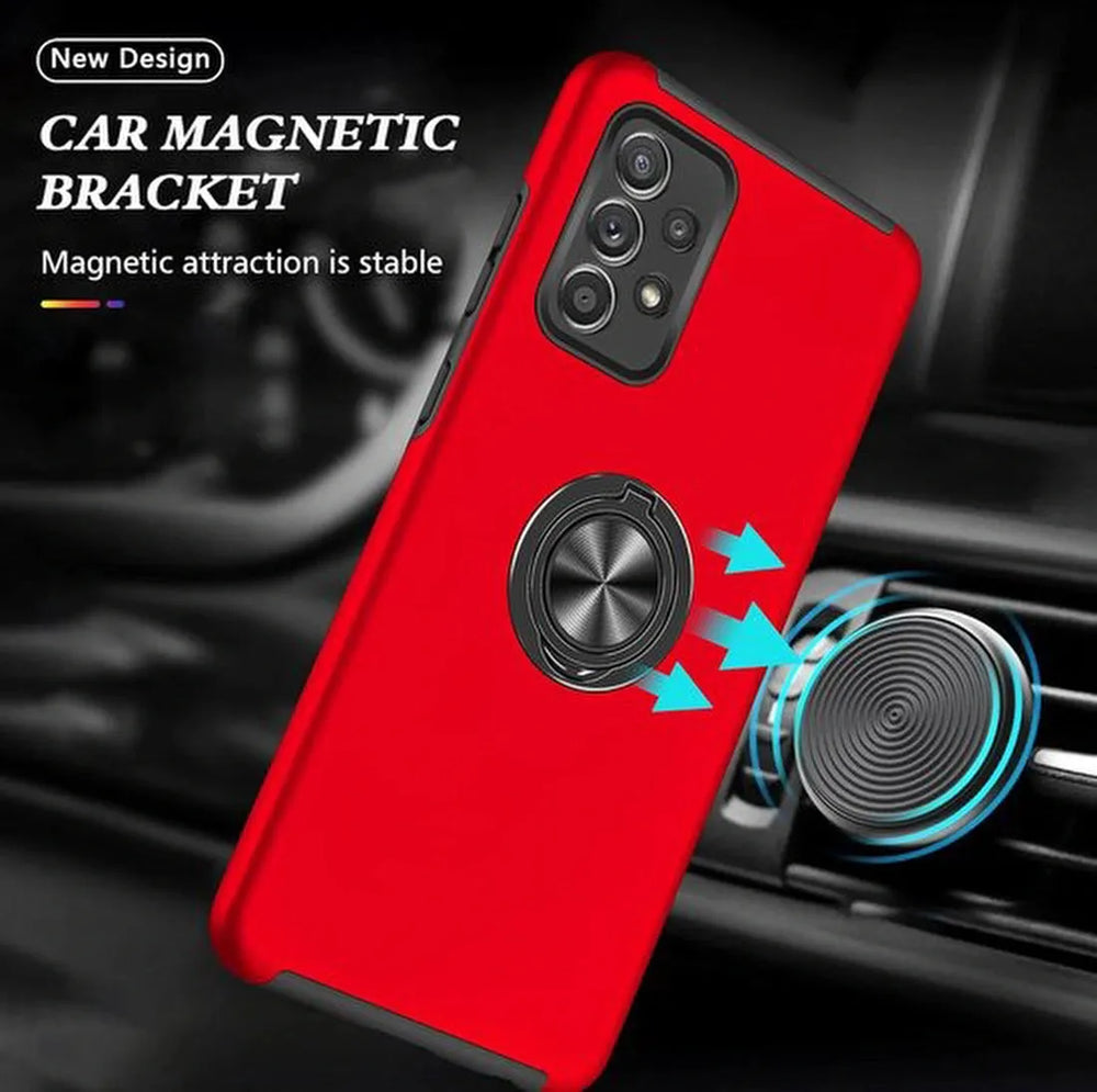 Samsung Galaxy A33 5G Hoesjes – Harde Backcover met Vingerring – Anti-drop – Rood-Ilumina Benelux