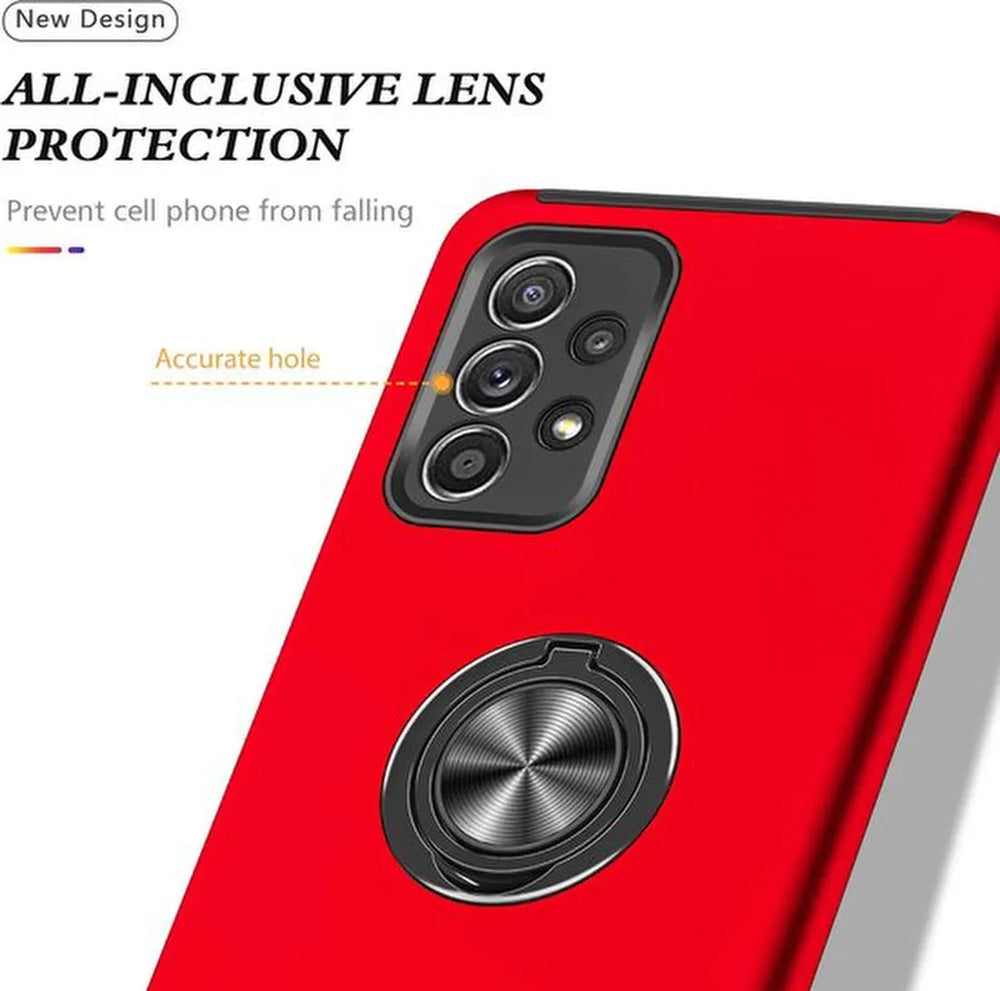 Samsung Galaxy A33 5G Hoesjes – Harde Backcover met Vingerring – Anti-drop – Rood-Ilumina Benelux
