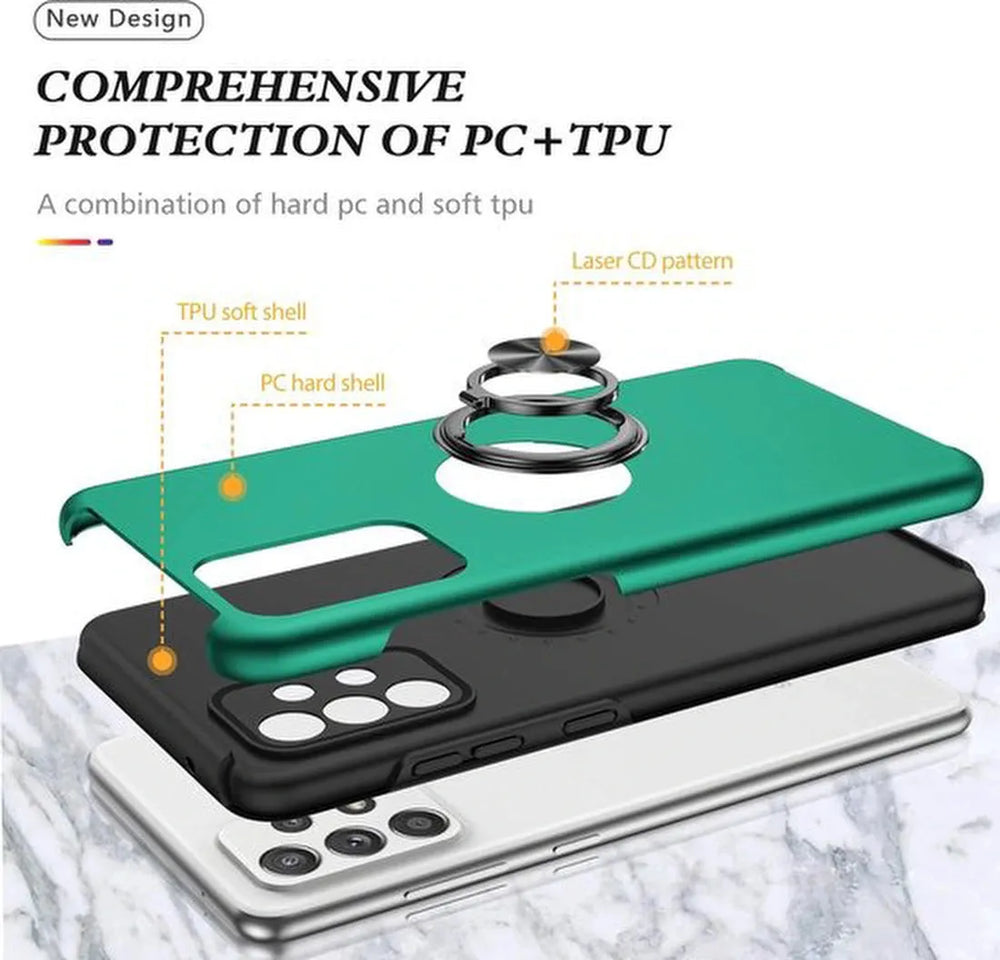 Samsung Galaxy A33 5G Hoesjes – Harde Backcover met Vingerring – Anti-drop – Groen-Ilumina Benelux