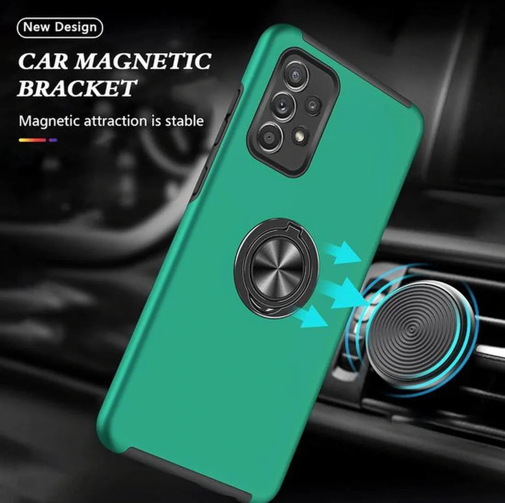 Samsung Galaxy A33 5G Hoesjes – Harde Backcover met Vingerring – Anti-drop – Groen-Ilumina Benelux