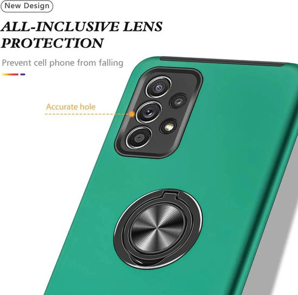 Samsung Galaxy A33 5G Hoesjes – Harde Backcover met Vingerring – Anti-drop – Groen-Ilumina Benelux