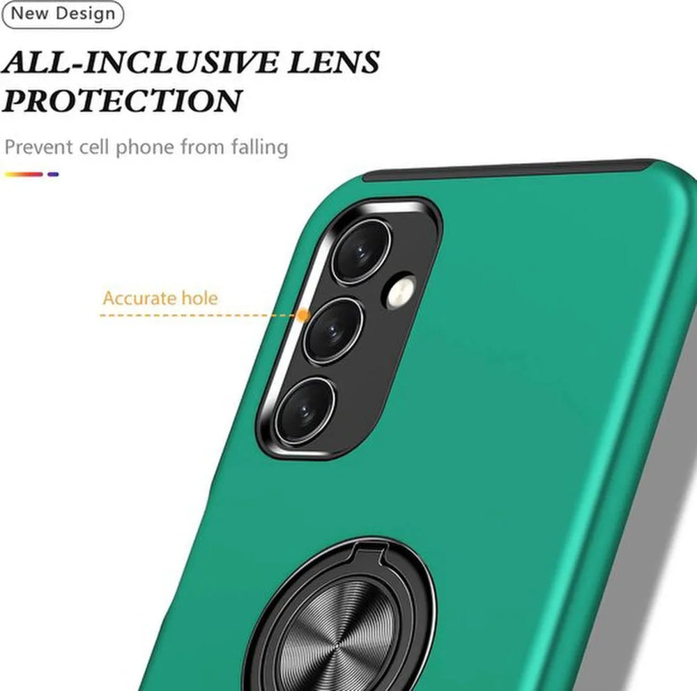 Samsung Galaxy A13 4G Hoesjes – Harde Backcover met Vingerring – Anti-drop – Groen-Ilumina Benelux