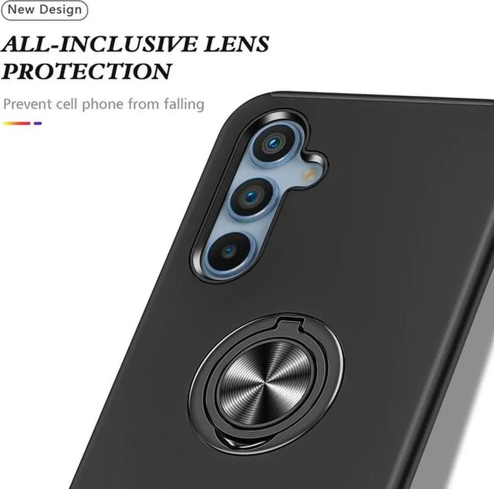 Samsung Galaxy A34 5G Hoesjes – Harde Backcover met Vingerring – Anti-drop – Schokbestendig – Zwart-Ilumina Benelux