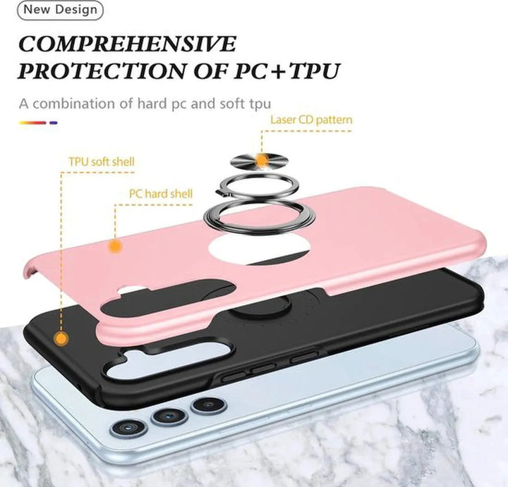 Samsung Galaxy A25 Hoesjes – Harde Backcover met Vingerring – Anti-drop – Roze-Ilumina Benelux