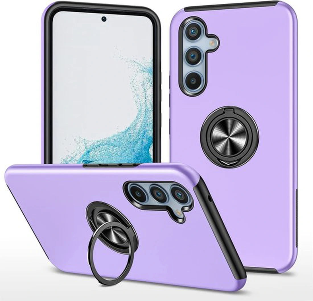 Telefoonhoesje met Vingerring - Hoesje Geschikt voor: Samsung Galaxy A25 4G & 5G - Anti-drop harde cover - Paars