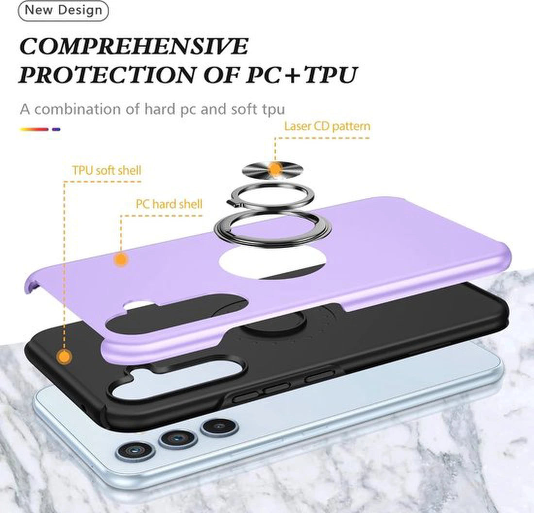 Telefoonhoesje met Vingerring - Hoesje Geschikt voor: Samsung Galaxy A25 4G & 5G - Anti-drop harde cover - Paars