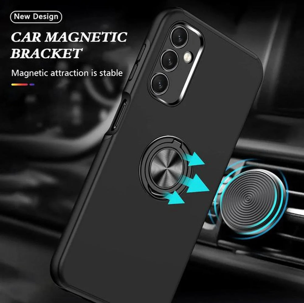 Samsung Galaxy A14 Hoesjes – Harde Backcover met Vingerring – Anti-drop – 4G/5G – Zwart-Ilumina Benelux