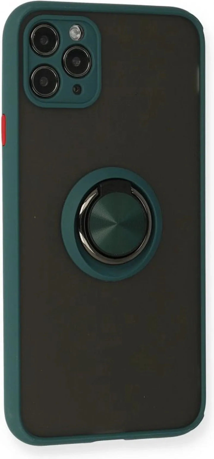 iPhone 11 Pro Hoesjes – Siliconen Backcover – Standfunctie – Magneet Ring – Groen-Ilumina Benelux