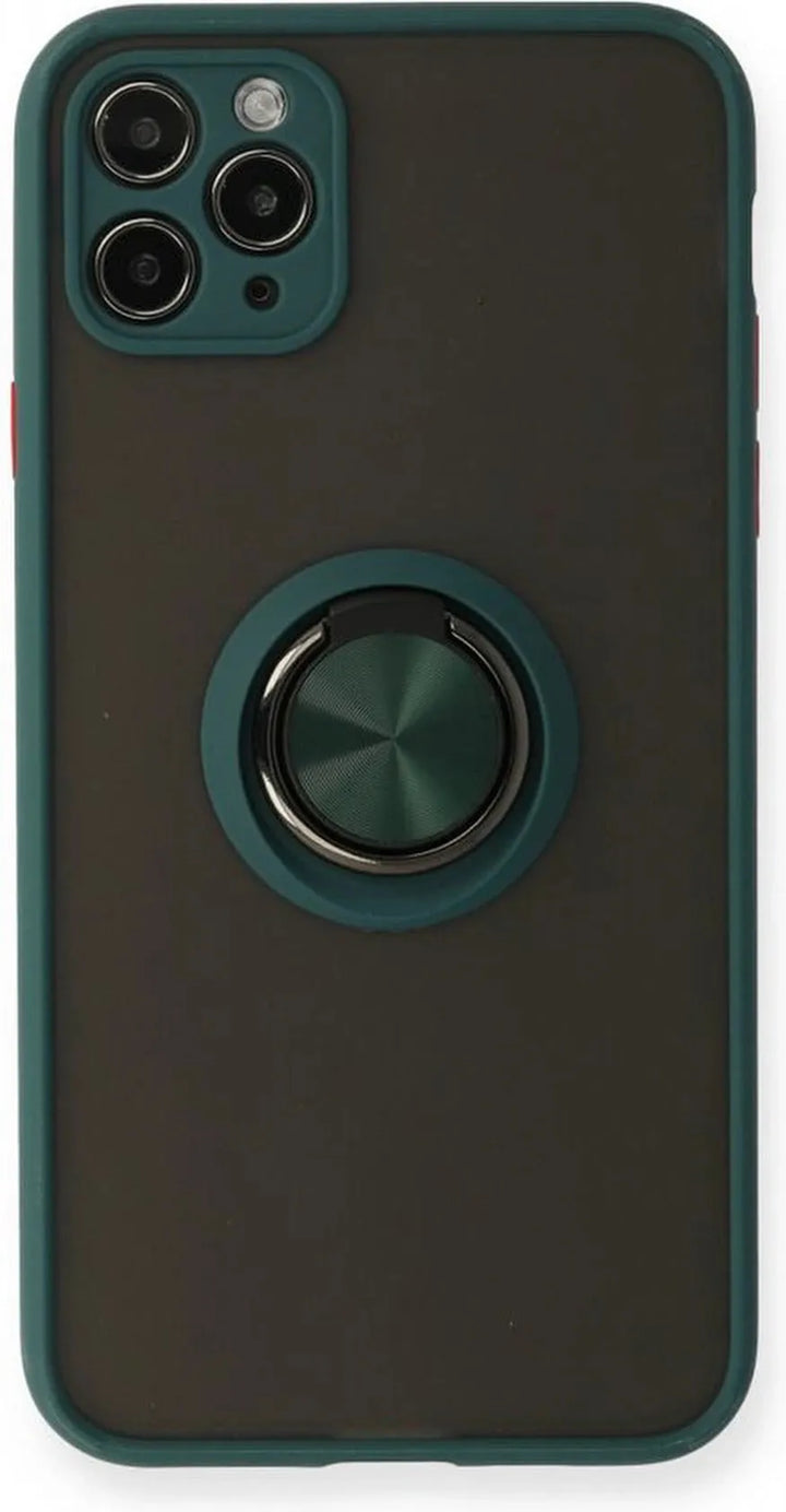 iPhone 11 Pro Max Hoesjes – Siliconen Backcover – Standfunctie – Magneet Ring – Groen-Ilumina Benelux