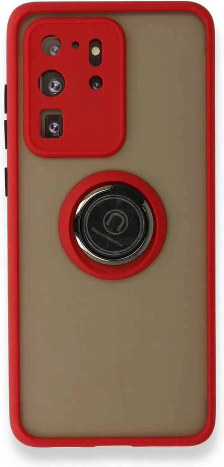 Samsung Galaxy S20 Ultra Hoesjes – Siliconen Backcover – Magneet Ring – Standfunctie – Rood-Ilumina Benelux