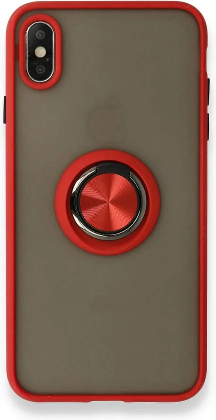 iPhone X/Xs Hoesjes – Siliconen Backcover – Standfunctie – Magneet Ring – Rood-Ilumina Benelux