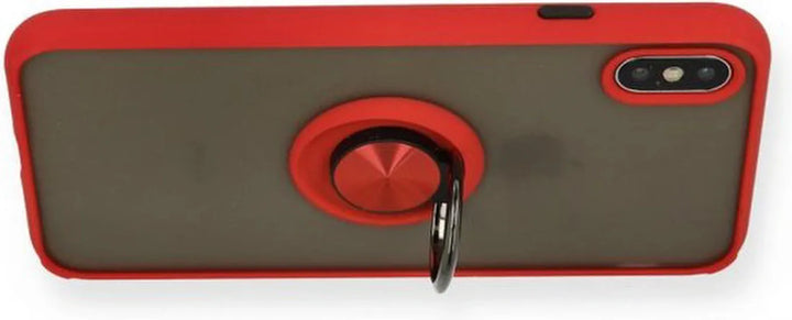 iPhone X/Xs Hoesjes – Siliconen Backcover – Standfunctie – Magneet Ring – Rood-Ilumina Benelux