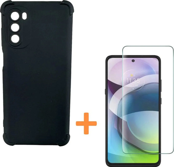 Motorola Moto G71 5G Hoesjes – Siliconen Backcover – Schokbestendig – 2x Screenprotector – Zwart-Ilumina Benelux