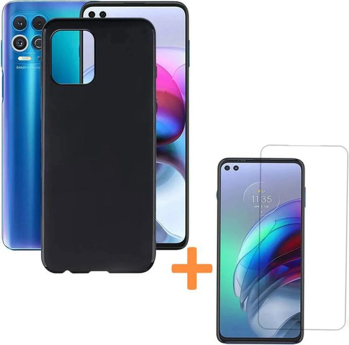 Motorola Moto G100 Hoesjes – Siliconen Backcover – Inclusief 2 Screenprotectors – Zwart-Ilumina Benelux