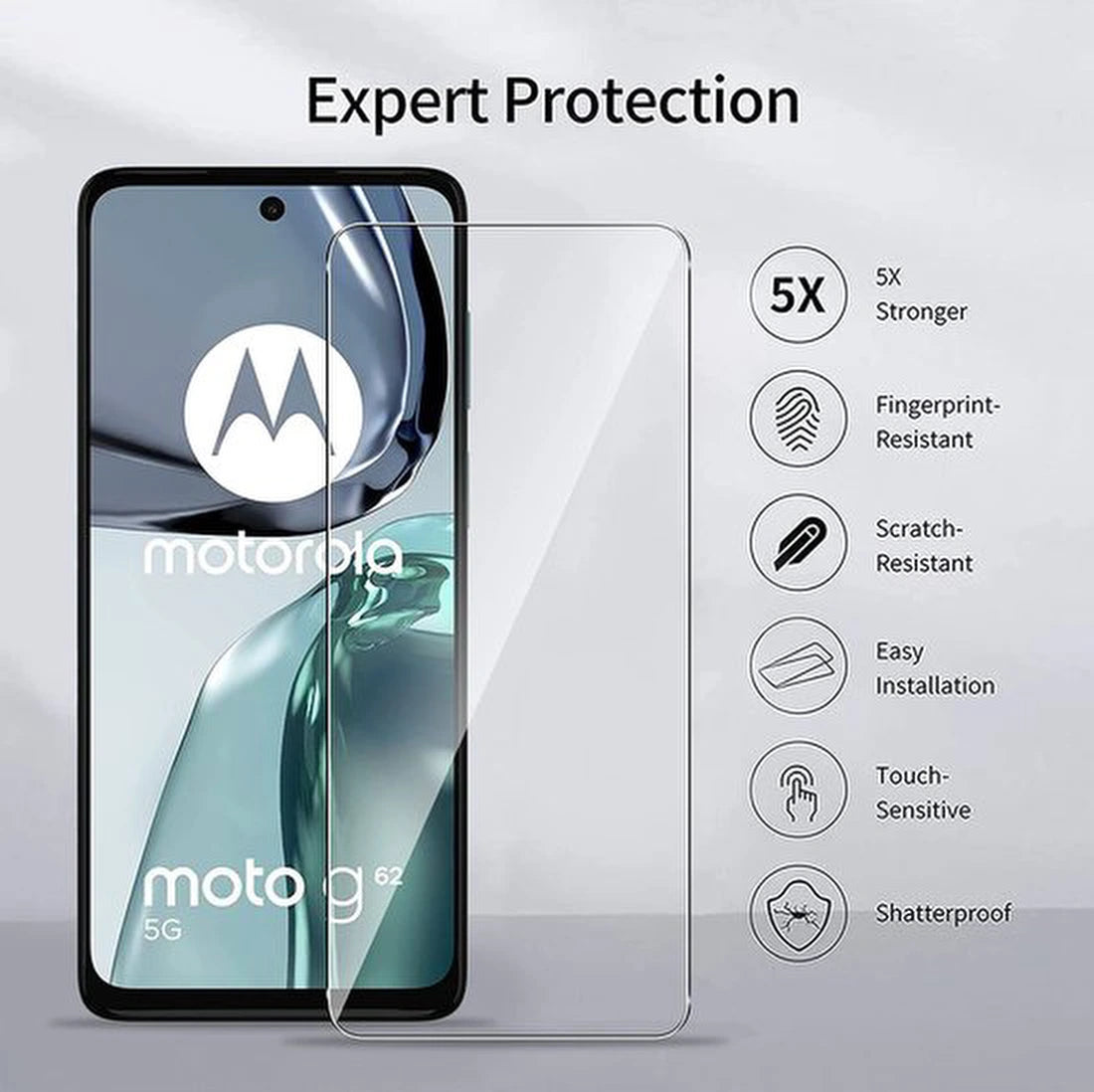 Motorola Moto G62 5G Hoesjes – Siliconen Backcover – Schokbestendig – Incl. 2 Screenprotectors – Zwart