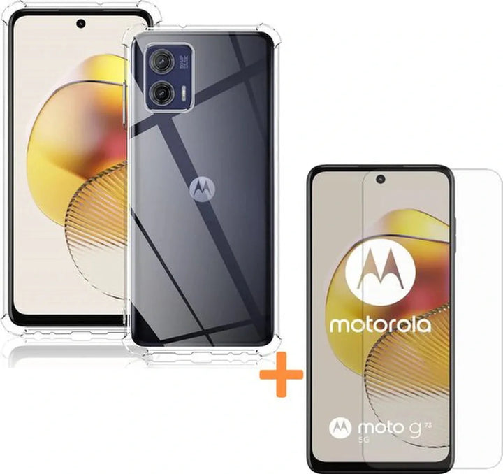 Motorola Moto G73 5G Hoesjes – Transparante Siliconen Backcover – Schokbestendig – Inclusief 2 Screenprotectors-Ilumina Benelux