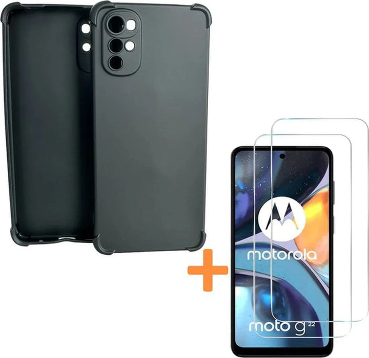 Motorola Moto G22 Hoesjes – Siliconen Backcover – Schokbestendig – Inclusief 2 Screenprotectors – Zwart-Ilumina Benelux
