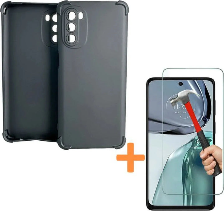 Motorola Moto G52 Hoesjes – Siliconen Backcover – Schokbestendig Anti-Shock – Inclusief 2 Screenprotectors – Zwart-Ilumina Benelux