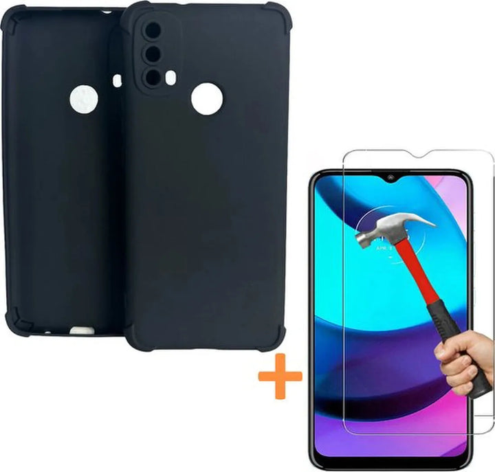 Motorola Moto E20/E30/E40 Hoesjes – Siliconen Backcover – Schokbestendig – 2x Screenprotector – Zwart-Ilumina Benelux