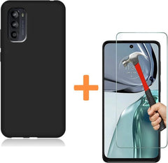 Motorola Moto G62 5G Hoesjes – Siliconen Backcover – Inclusief 2 Screenprotectors – Zwart