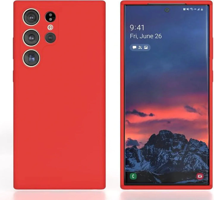 Samsung Galaxy S23 Ultra Hoesjes – Liquid Siliconen Backcover – Soft Touch – Flexibel – Rood-Ilumina Benelux