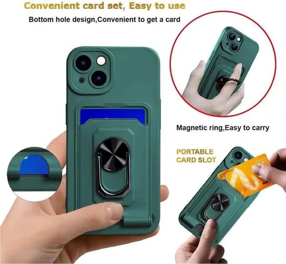 Samsung Galaxy A13 5G Hoesjes – Crossbody Koord – Siliconen Backcover – Pasjeshouder – Groen-Ilumina Benelux