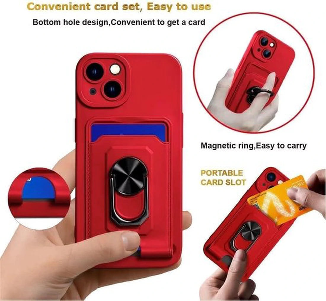 Crossbody hoes Geschikt voor: Samsung Galaxy S21 Plus - rood - Siliconen kaarthouder hoesje