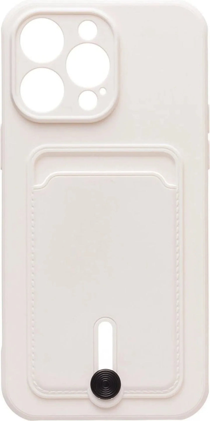 iPhone 13 Mini Hoesjes – Siliconen Backcover – Push-Pull Pasjeshouder – Wit-Ilumina Benelux