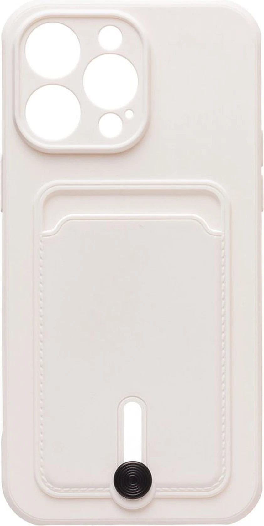 iPhone 12 Pro Max Hoesjes – Siliconen Backcover – Push-Pull Pasjeshouder – Wit