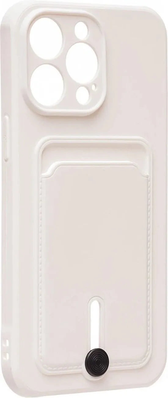 iPhone 12 Pro Hoesjes – Siliconen Backcover – Push-Pull Pasjeshouder – Wit-Ilumina Benelux