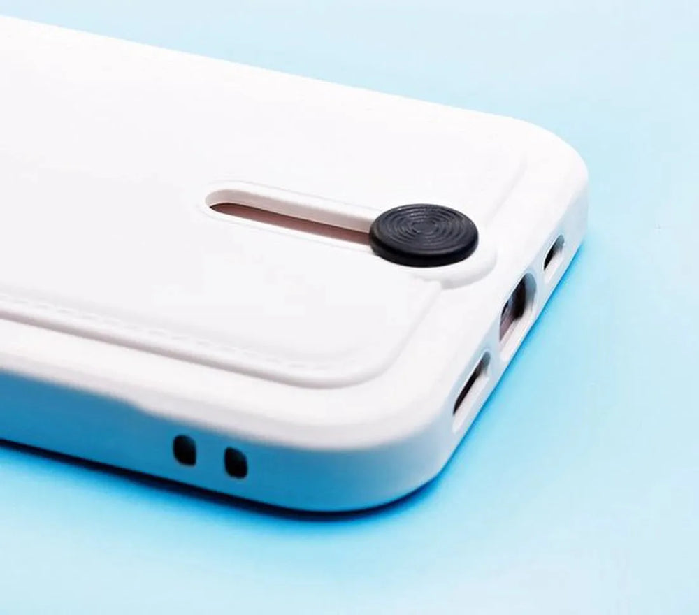 iPhone 12 Pro Hoesjes – Siliconen Backcover – Push-Pull Pasjeshouder – Wit-Ilumina Benelux