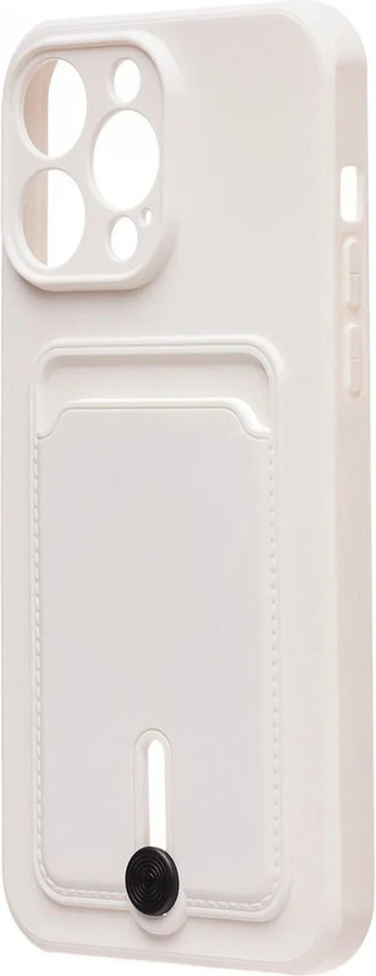 iPhone 12 Pro Hoesjes – Siliconen Backcover – Push-Pull Pasjeshouder – Wit-Ilumina Benelux