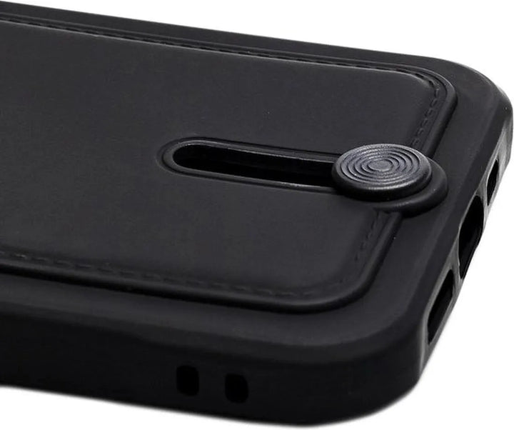 iPhone 11 Hoesjes – Siliconen Backcover – Push-Pull Pasjeshouder – Zwart-Ilumina Benelux