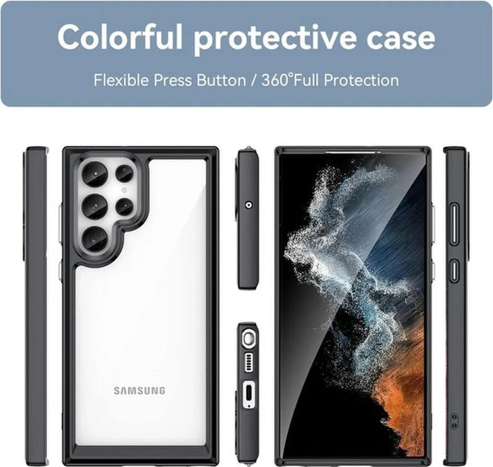 Samsung Galaxy S22 Ultra Hoesjes – Transparante Acryl Backcover – TPU Bumper – Schokbestendig – Helder Transparant-Ilumina Benelux