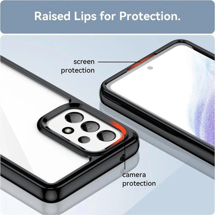 Samsung Galaxy A72 Hoesjes – Hybride Backcover – Transparant Acryl – TPU Bumper – Helder-Ilumina Benelux