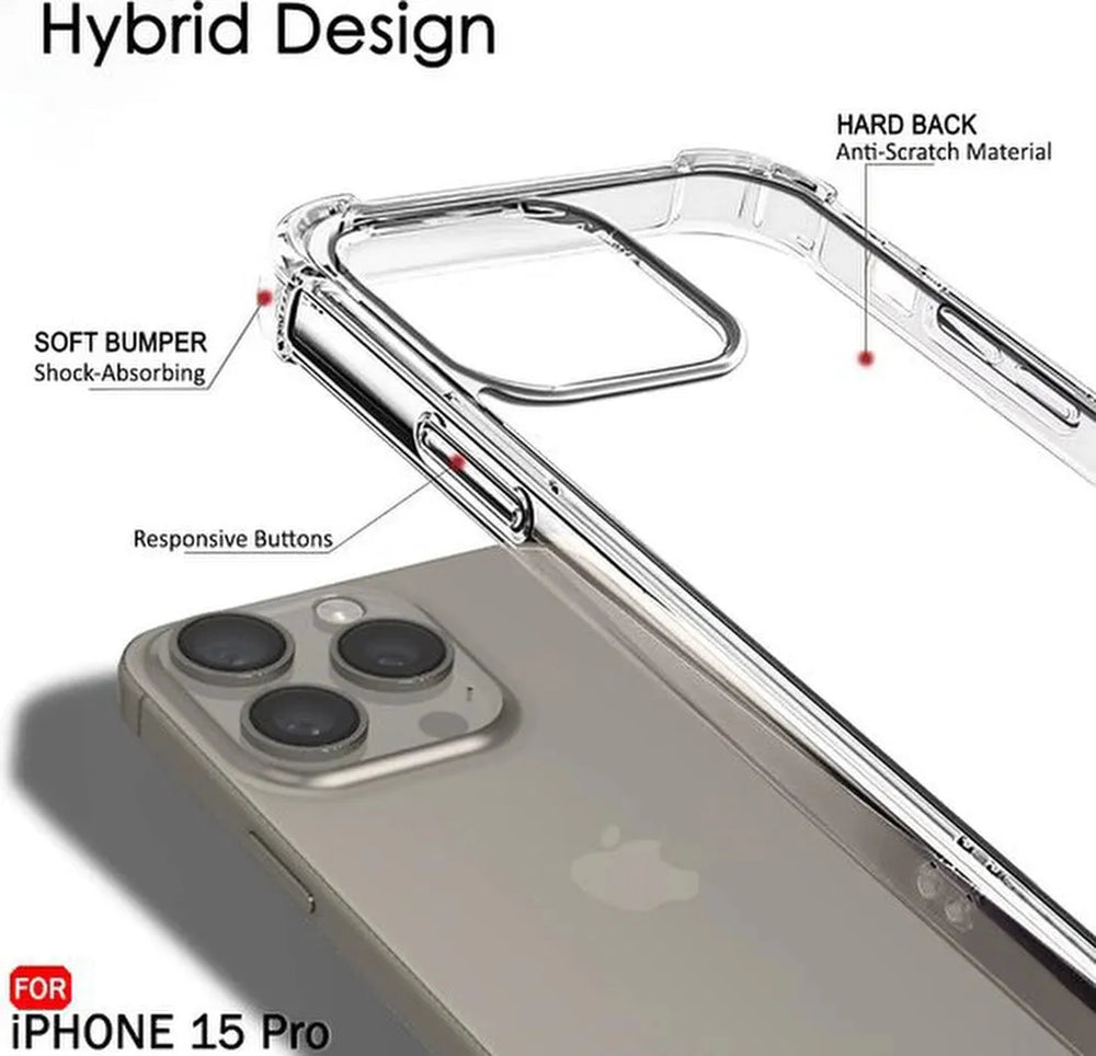 iPhone 15 Pro Hoesjes – Crystal Clear Backcover – Schokbestendig – Transparant-Ilumina Benelux