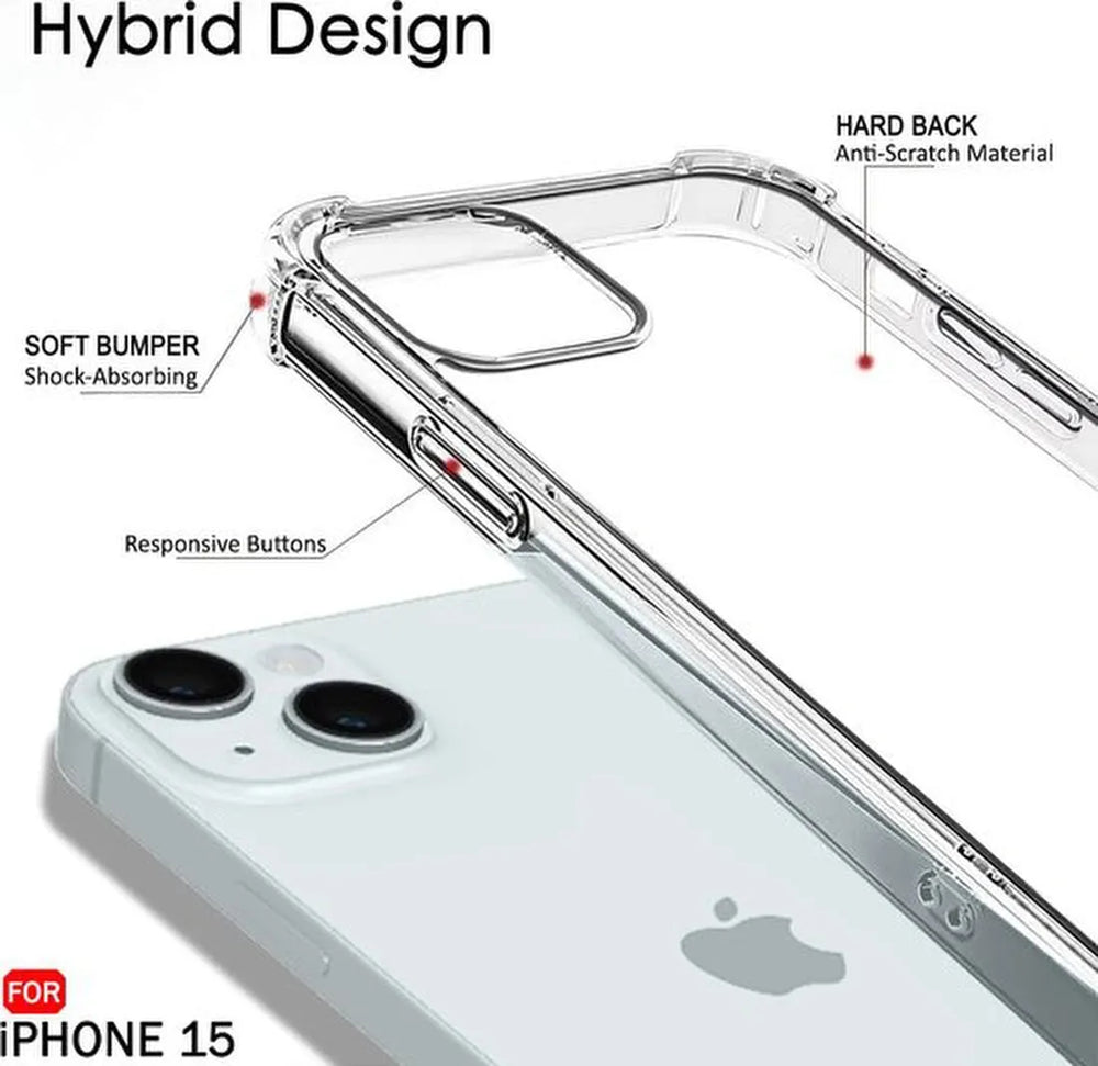 iPhone 15 Hoesjes – Crystal Clear Backcover – Schokbestendig – Transparant-Ilumina Benelux