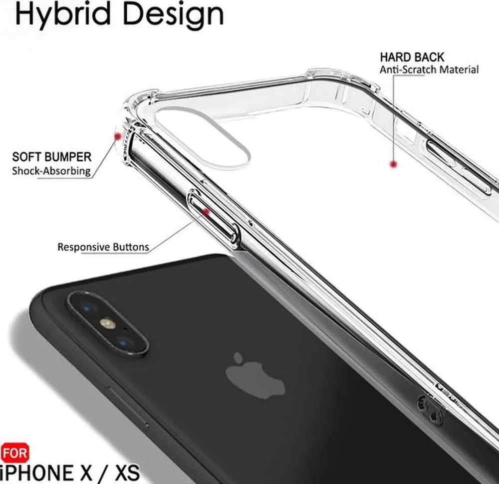iPhone X / XS Hoesjes – Crystal Clear Backcover – Schokbestendig – Transparant-Ilumina Benelux