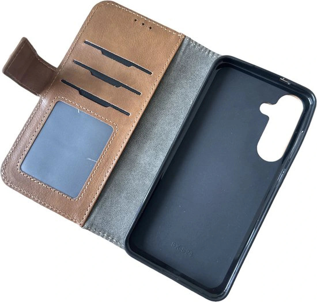 Samsung Galaxy A25 Hoesjes – Portemonnee Hoes – 9 Pasjesvakken – Multi Storage Wallet – Bruin