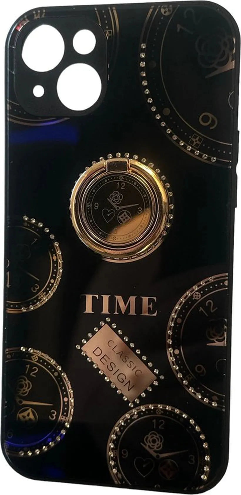 iPhone 11 Hoesjes – Backcover met Ring – Klokdesign met Steentjes – Zwart-Ilumina Benelux