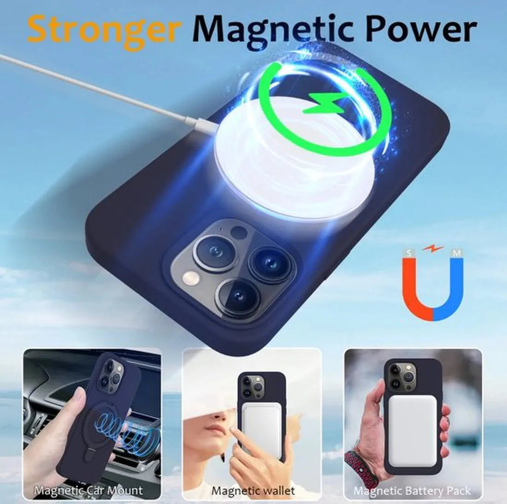 iPhone 15 Hoesjes – Backcover Case – Magnetische Standaard – MagSafe Compatibel – Blauw-Ilumina Benelux