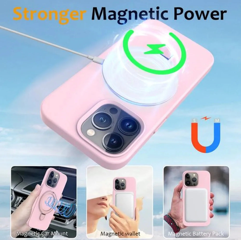 iPhone 14 Hoesjes – MagSafe Backcover – Magnetische Standaard – Roze-Ilumina Benelux