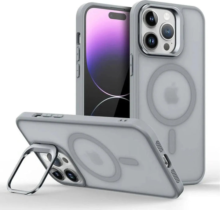 iPhone 14 Hoesjes – MagSafe Siliconen Backcover – Schokbestendig – Grijs-Ilumina Benelux