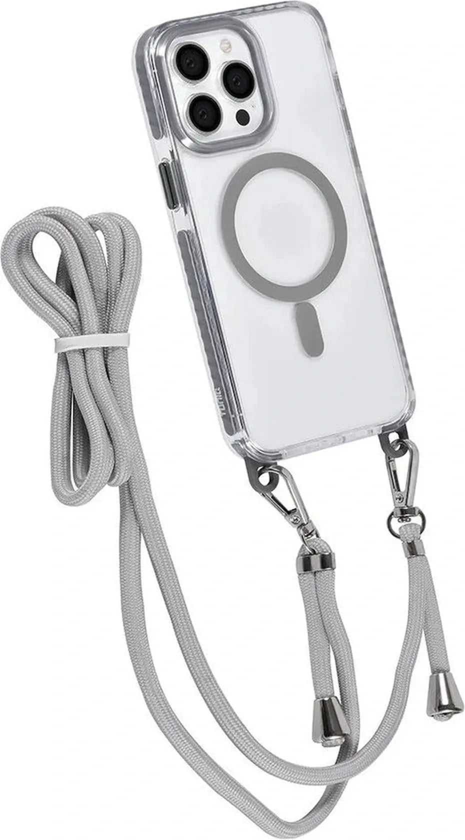 iPhone 15 Pro Hoesjes – MagSafe Backcover – Hoes met Koord – Grijs-Ilumina Benelux