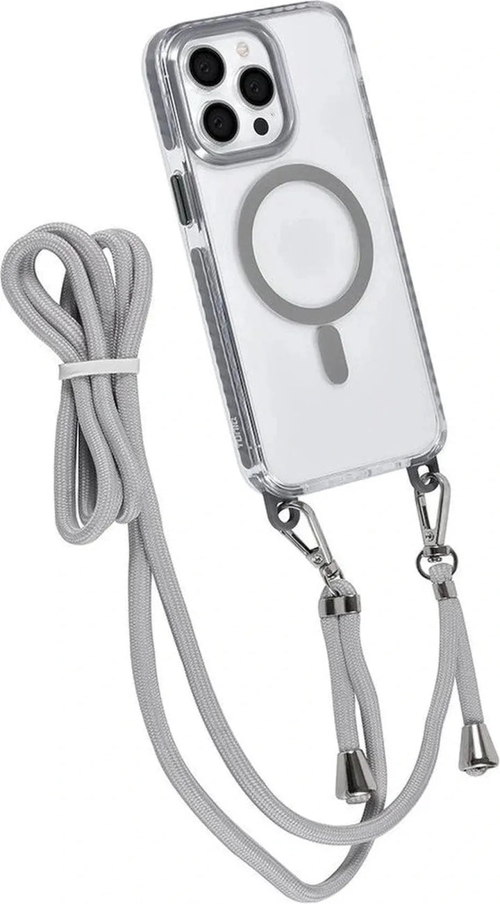 iPhone 14 Pro Hoesjes – MagSafe Backcover – Hoes met Koord – Grijs-Ilumina Benelux