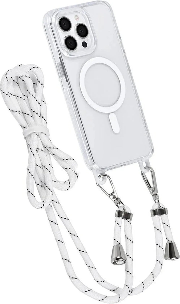 iPhone 14 Pro Hoesjes – MagSafe Backcover – Hoes met Koord – Wit-Ilumina Benelux